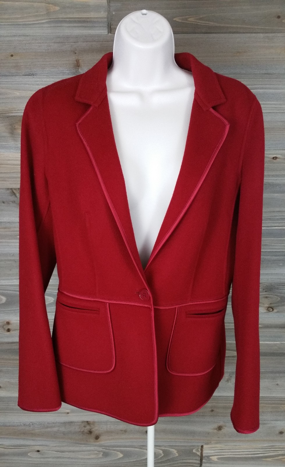 talbots blazer wool blend single button satin tri… - image 1