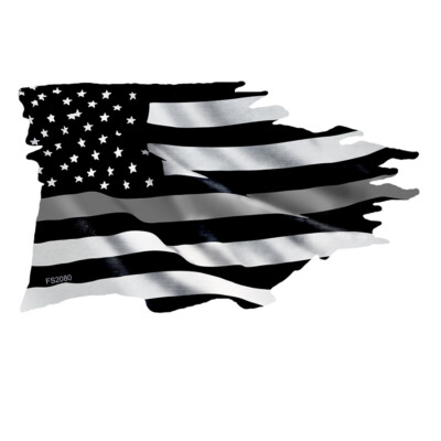 Thin SILVER Line TATTERED Flag Sticker Corrections Officer Vinyl Decal FS2080