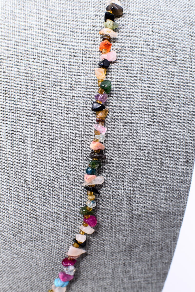 Multi colored natural assorted stone chips Neckla… - image 3
