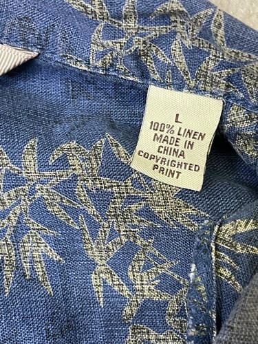 Tommy Bahama Men's Short Sleeve Shirt Size Large 100% Linen Blue Palm Tree Print - Picture 3 of 8