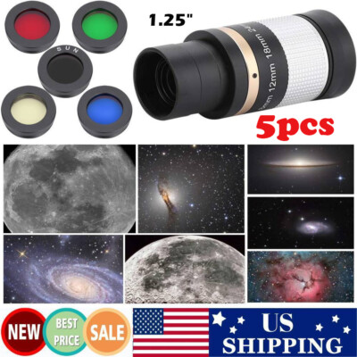 5X 1.25''/31.7mm Telescope Eyepiece Lens Color Filter For Moon Nebula Planet Sun