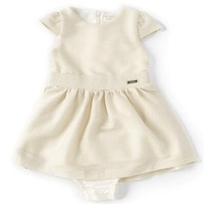 GUESS Baby Girls Metallic-Striped Jersey Dress Ivory Size 12 Months NEW NWT