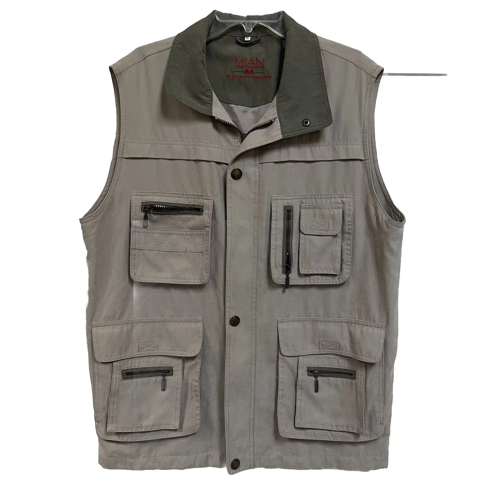 Men’s Utility Vest Khaki Pockets Size 2X Full Zip