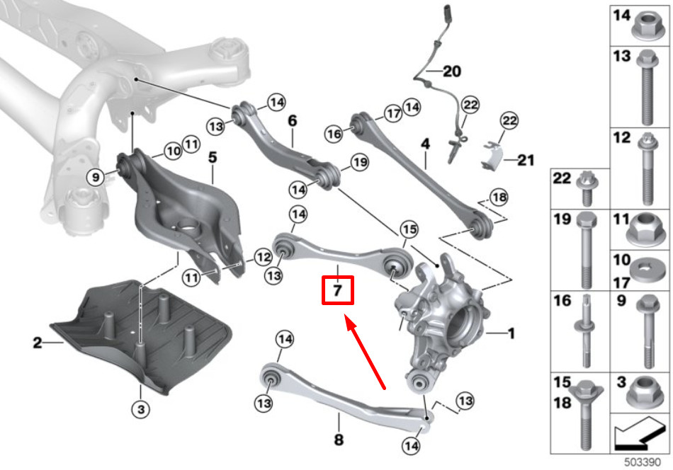 NEW BMW 3 G20 REAR RIGHT UPPER FORW.SUSP.CONTROL ARM 6878632