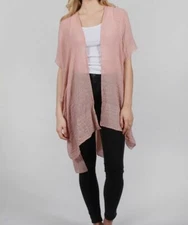 $129 David and Young Women's Pink Lightweight Shawl Cardigan One Size *REPAIRED*