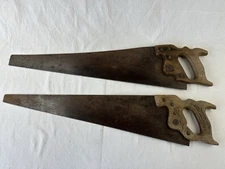 LOT Antique Disston-USA Carpenters  Hand Saw 26” Rip Woodworking & another saw