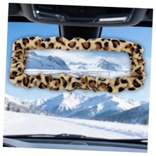 2026 New Leopard Car Rear View Mirror Cover,Highly Elastic Fuzzy Plush Black