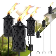 Citronella Torches for Outside Set of 6, Black16 Oz Outdoor Garden Torches wi...