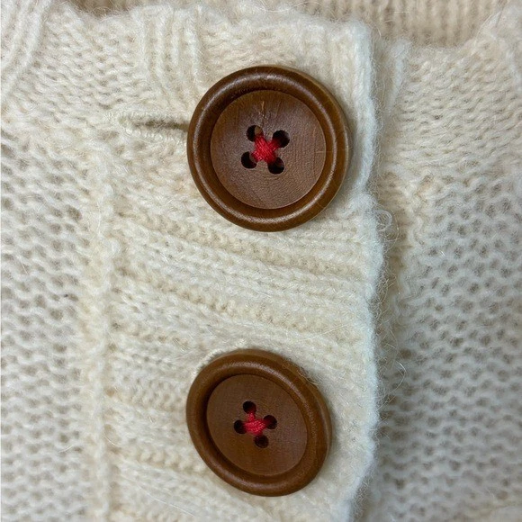 Anthropologie Sleeping On Snow Cream Wool/Mohair Cropped Floral Cardigan XS - Image 4 of 4