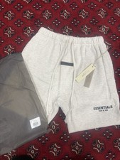 Essentials Fear of God Sweat Shorts Men Light Gray Drawstring Pockets Logo