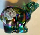 Fenton Art Glass Vintage Purple Green Carnival Iridized Polar Bear Figurine