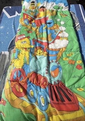 Vintage 80 s Sesame Street Kid's Sleeping Bag Jim Henson ERO Railroad Train