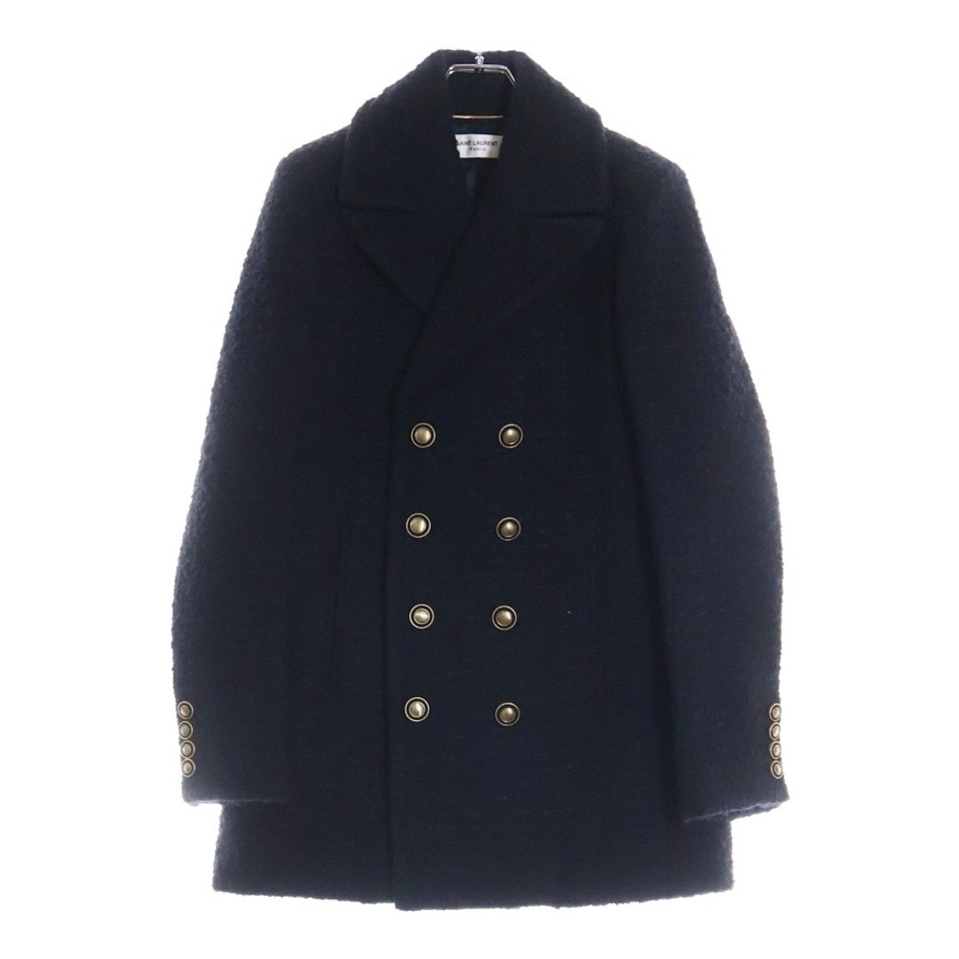 Cappotto doppiopetto SAINT LAURENT PARIS 21AW misto seta lana tweed pea usa