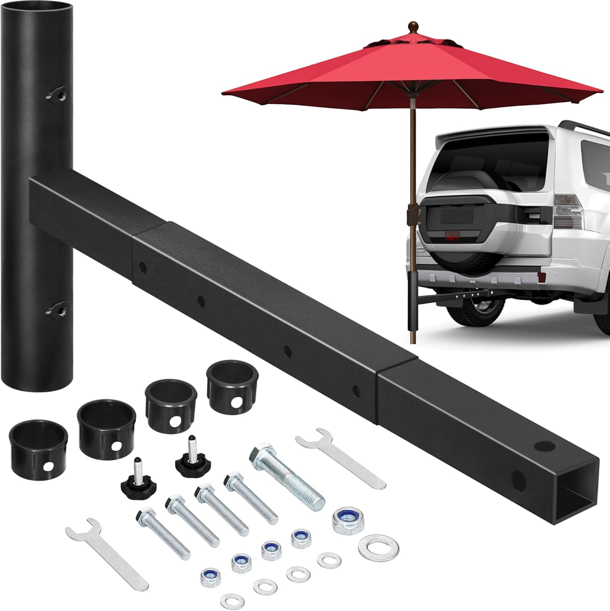 eliteshade patio market portable umbrella base pole holder Eliteshade USA Hitch Mount Umbrella Holder for Φ1.5–1.9