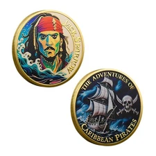 Caribbean Pirates commemorative coins, Captain Jack Sparrow metal commemorative