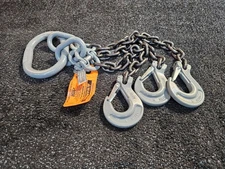 HSI Triple Leg Chain Sling, 3/8 in x 3 ft Length, Oblong Link to Grab Hook Ends