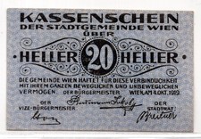 1919 Austria Wien Notgeld 20 Heller Note (3654)