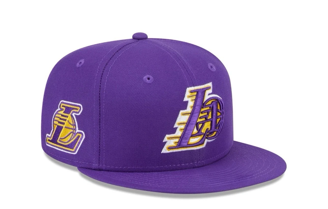 Los Angeles Lakers Snapback Hat Purple Flat Brim LA Logo Adjustable NBA Cap
