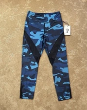 NWT ZYIA Active Navy Camo Mesh Light N Tight Hi-Rise 7/8 Leggings, Sz 6/8