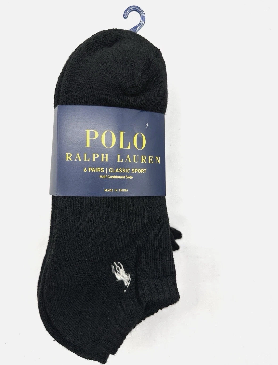 NEW 6 PAIR PACK POLO RALPH LAUREN MENS SOCKS BLACK SHOE SIZE 4-10.5