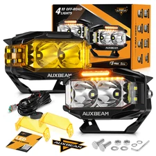 2x AUXBEAM 4" Side Shooter LED Work Light Bar Spot Pods Ditch Fog Lamp Amber DRL