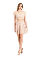 CITY STUDIO Womens Circle Mini Dress Pink Short Sleeve Evening Juniors 15