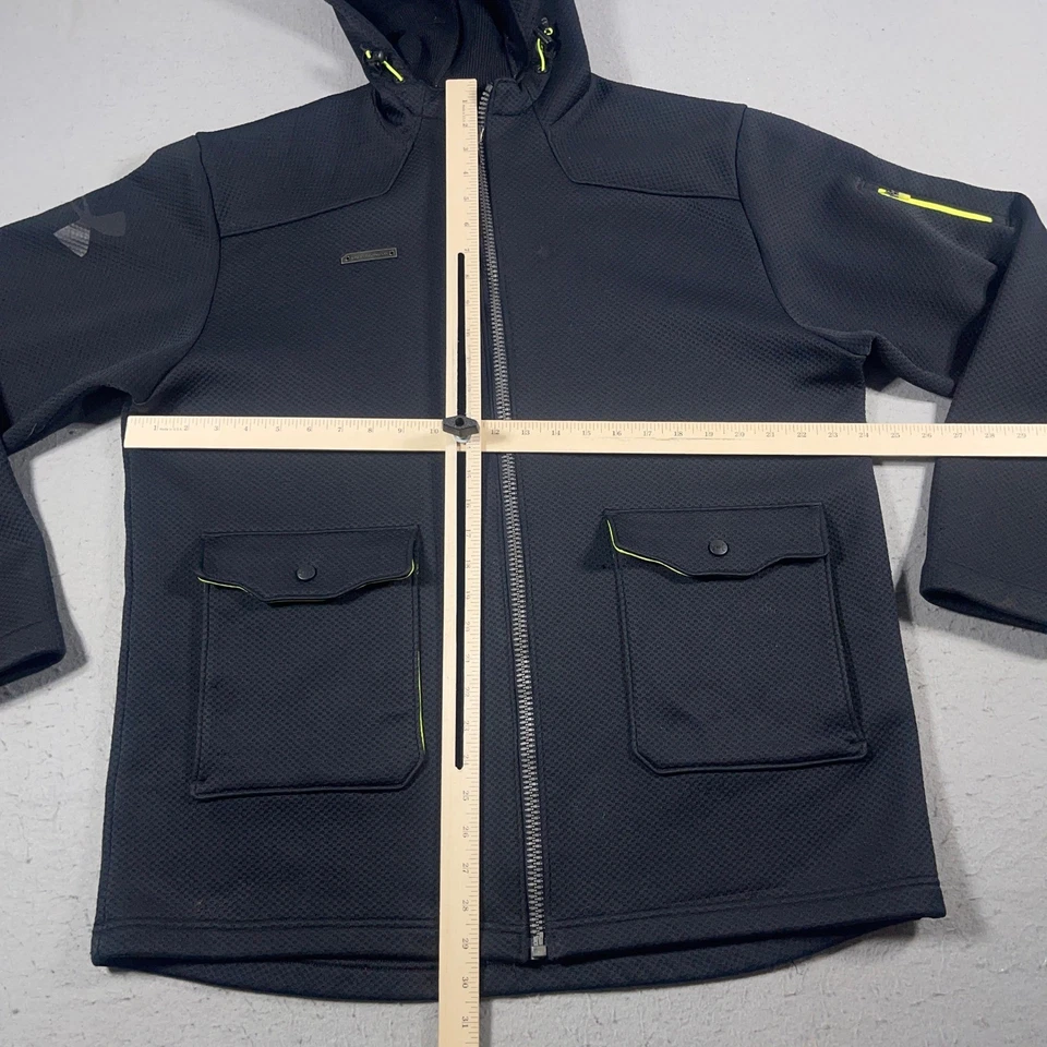 Chaqueta Under Armour Hombres L Negra Cremallera Completa Con Capucha Softshell Bolsillos Equipo Exterior Foto 3 de 4