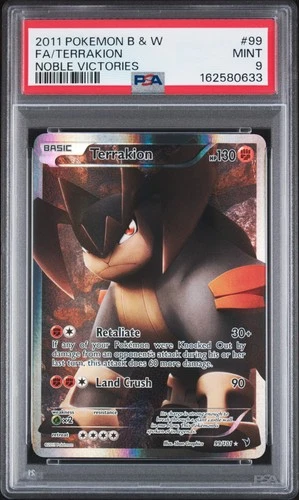 Pokemon Terrakion Noble Victories Full Art 99/101 PSA 9 Mint
