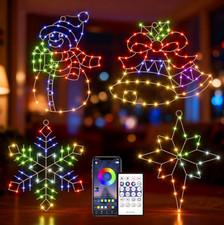 4 Pack Christmas Window Silhouette Lights Decorations with APP & Remote Sync