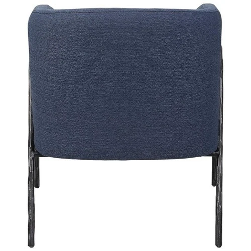 Uttermost Jacobsen 19" Contemporary Iron and Fabric Chair in Denim Blue - Picture 5 of 9