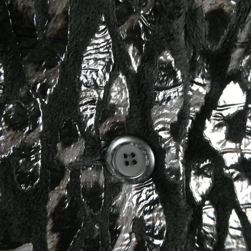 Blazer Erin London Mujer Mediano Negro Texturizado Lámina Terciopelo Botón Forrado Frontal Foto 2 de 4