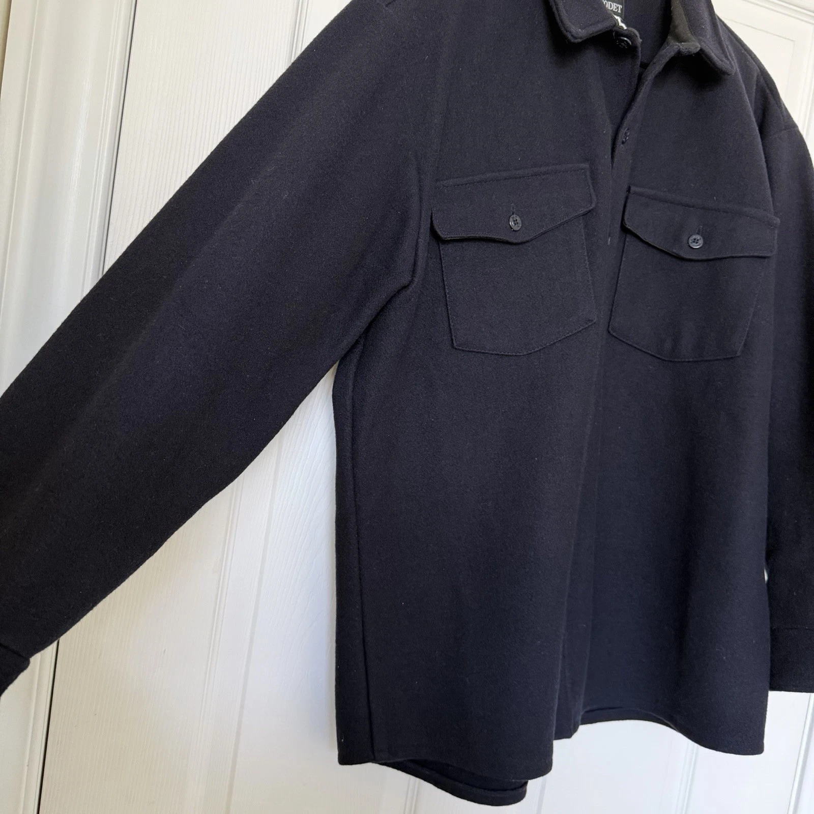 VTG Codet Wool Jacket Mens L Navy Blue Button Up Shirt Jacket Workwear USA image 4