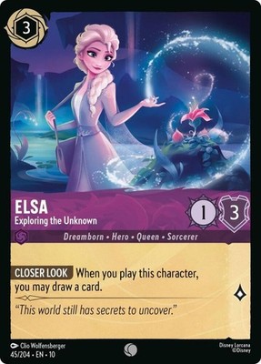 Disney Lorcana Whispers in the Well Common COLD FOIL 45 Elsa, Exploring Unknown