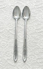 (2) EKCO Eterna COUNTRY GARDEN Stainless Iced Tea Spoons ~ Japan *SHIPS FREE*