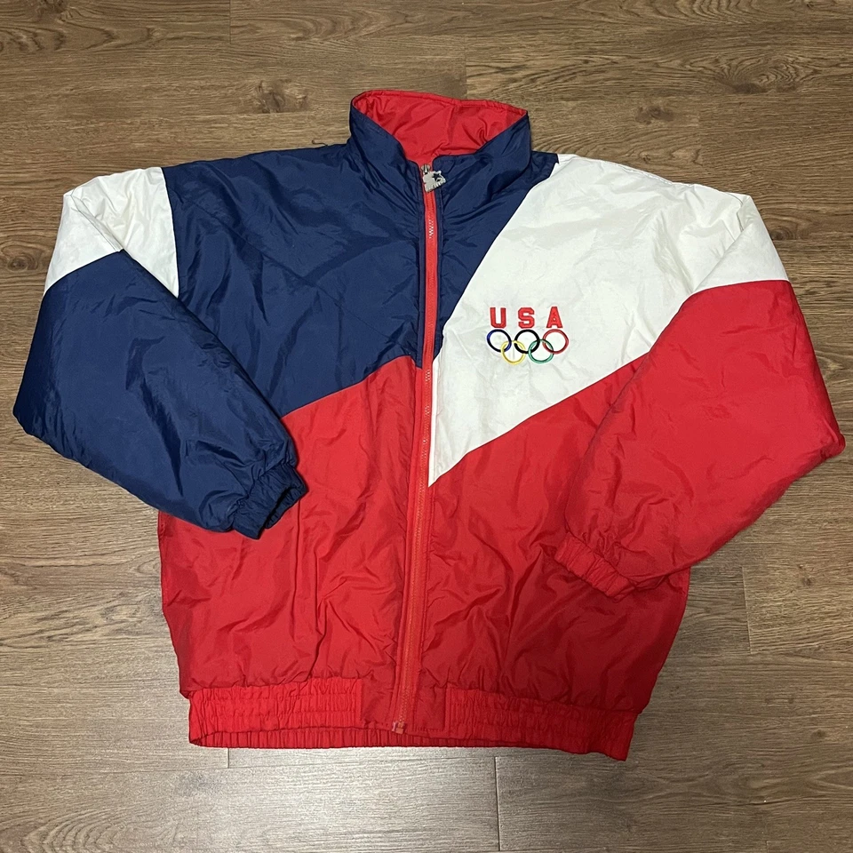 VINTAGE 90's USA OLYMPIC TEAM STARTER INSULATED FULL ZIP JACKET X- LARGE - Image 2 of 4