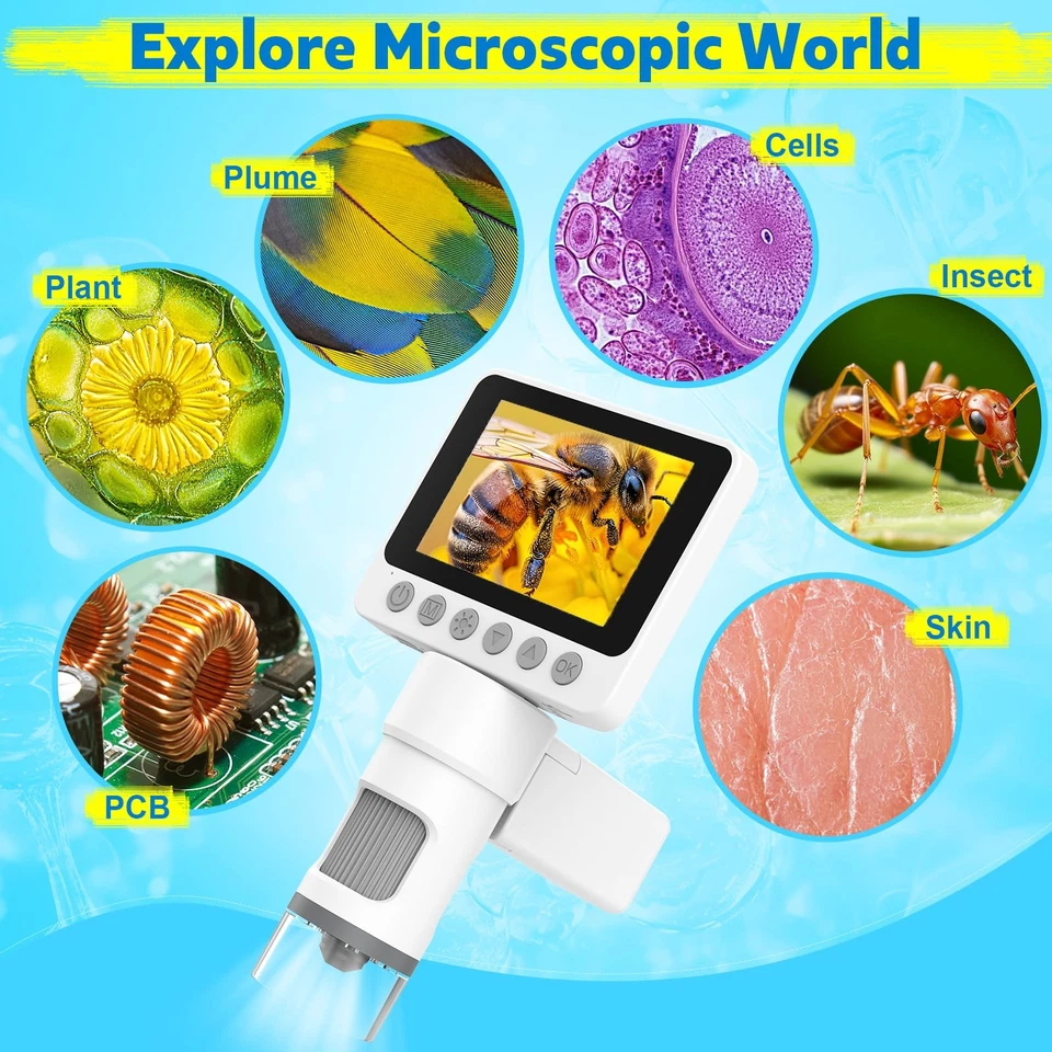 Microscope Portable USCAMLE 1000X pour Enfants - Mini Microscope Numérique de... - Photo 3/4