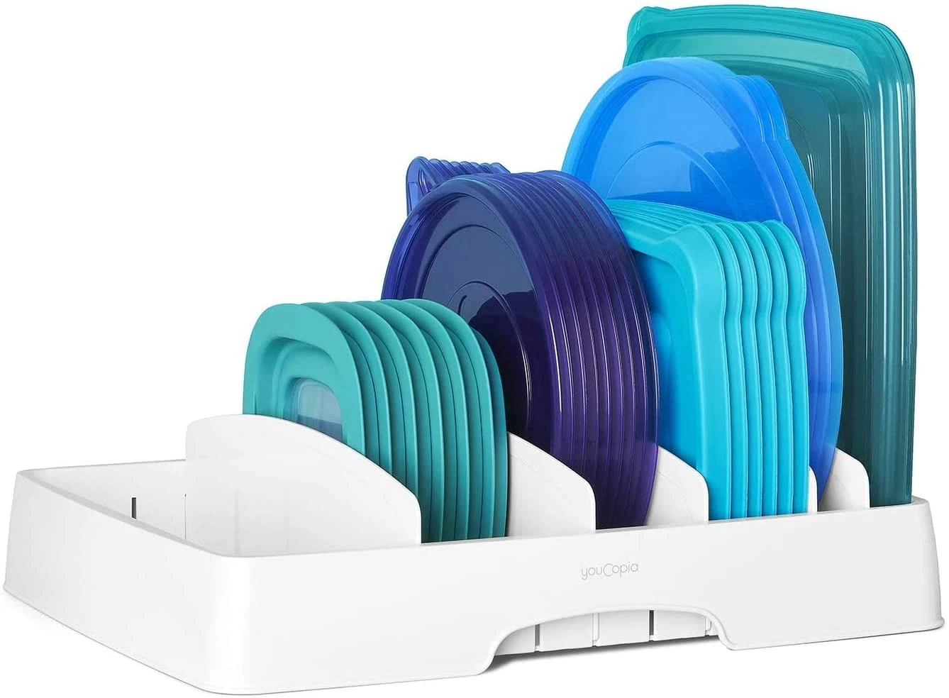 Lid Organizer Large White 5 Adjustable Dividers