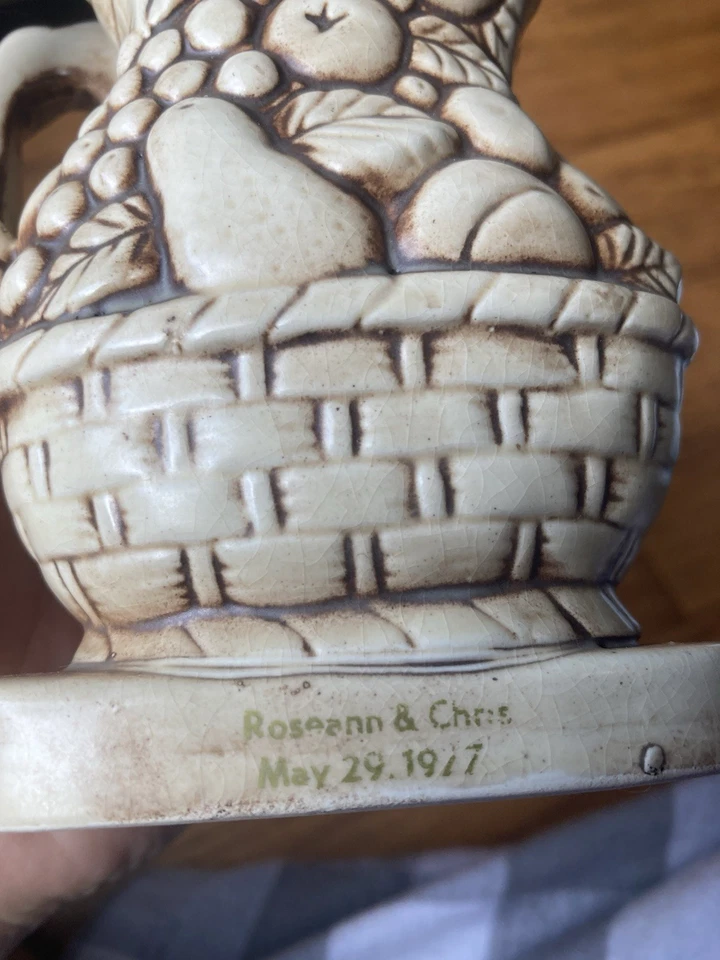 Toallero de papel de porcelana vintage Japón con esquema de color crema y marrón Foto 3 de 4