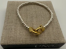NEW Uno de 50 SER INSEPARABLE Gold Locks Bracelet Silver Beads Size Large