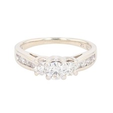 .93ctw Round Cut Diamond Three-Stone Engagement Ring 14k White Gold Size 7