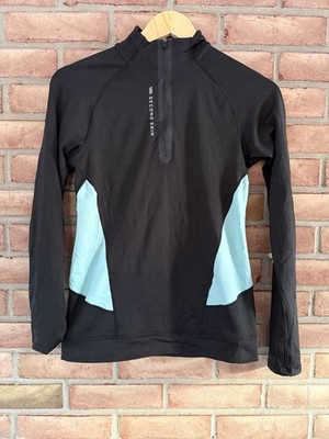 NWT Second Skin Women's Compression 1/4 Zip Pullover Top Black Size S Org $65
