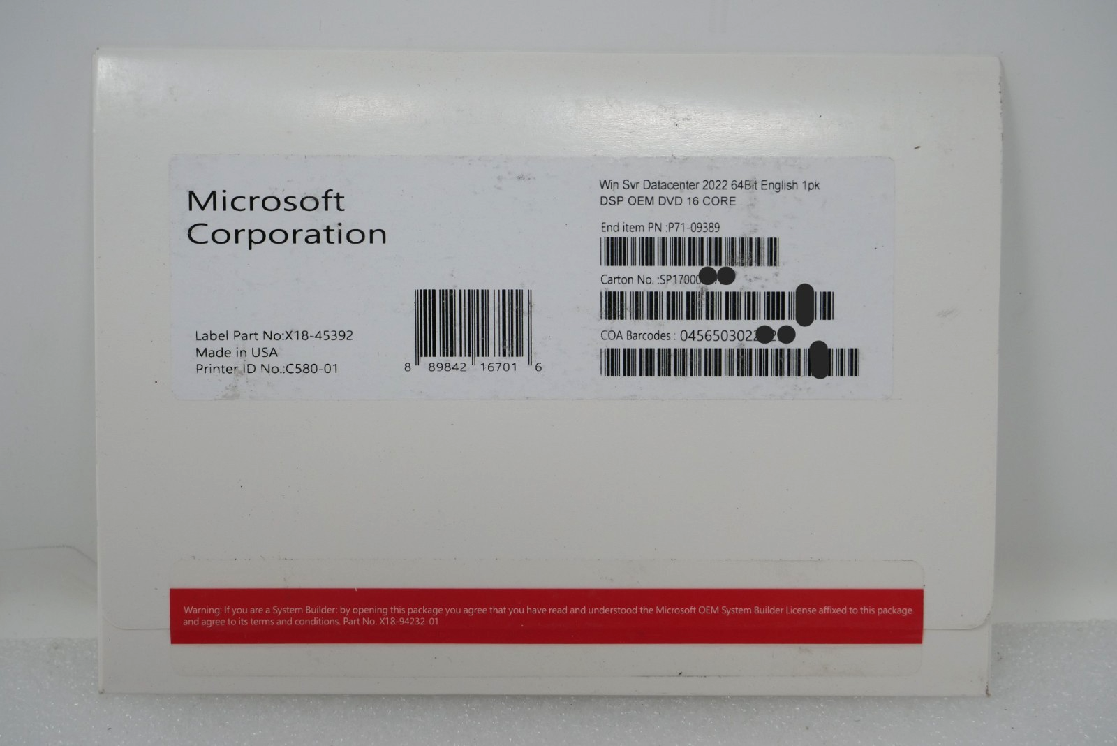 Microsoft Windows Server 2022 Operating System DVD (P7109389) for sale ...