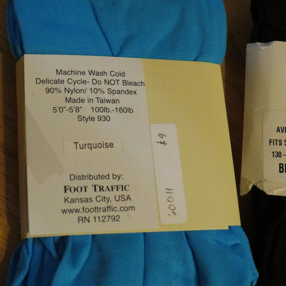 Two Pair Women's Tights Blue Foot Traffic & Black Kimberly Peters Size Medium - Image 3 of 4