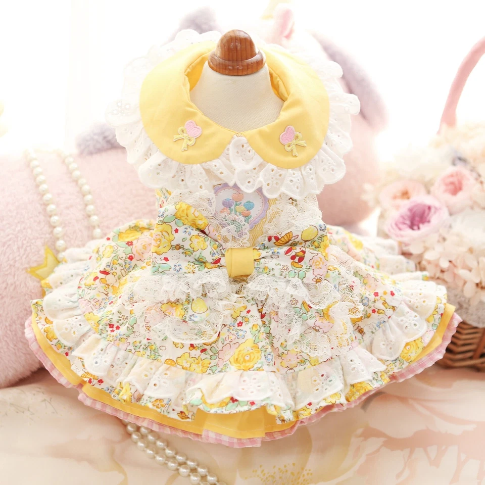 Summer Pet Dog Cat Clothing Holiday Floral TUTU Dress Yorkshire Maltese Skirt - Image 3 of 4