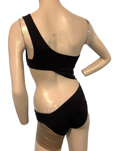 LA PERLA £670 Black Asymmetric Two Piece Swimsuit UK 12 US 8 IT 44 Cup B BNWT - Picture 12 of 20