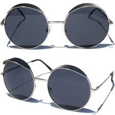 Oversize Steampunk Round Sunglasses Hooded Metal Frame Visor Top Retro Big