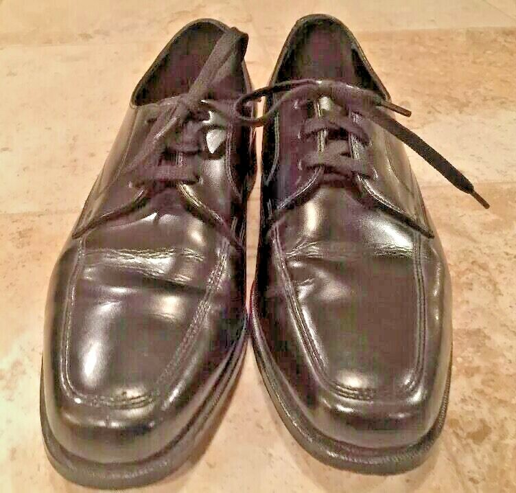 SAOLA Oxford Florsheim FLS in pelle nera stringata da uomo taglia 8 suola in pelle usata in ottime condizioni