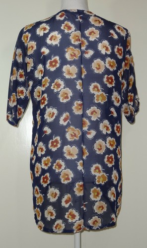 Women's LulaRoe Dark Blue & Beige Floral Sheer Kimono Sz. 3 R5-26 - Picture 4 of 7