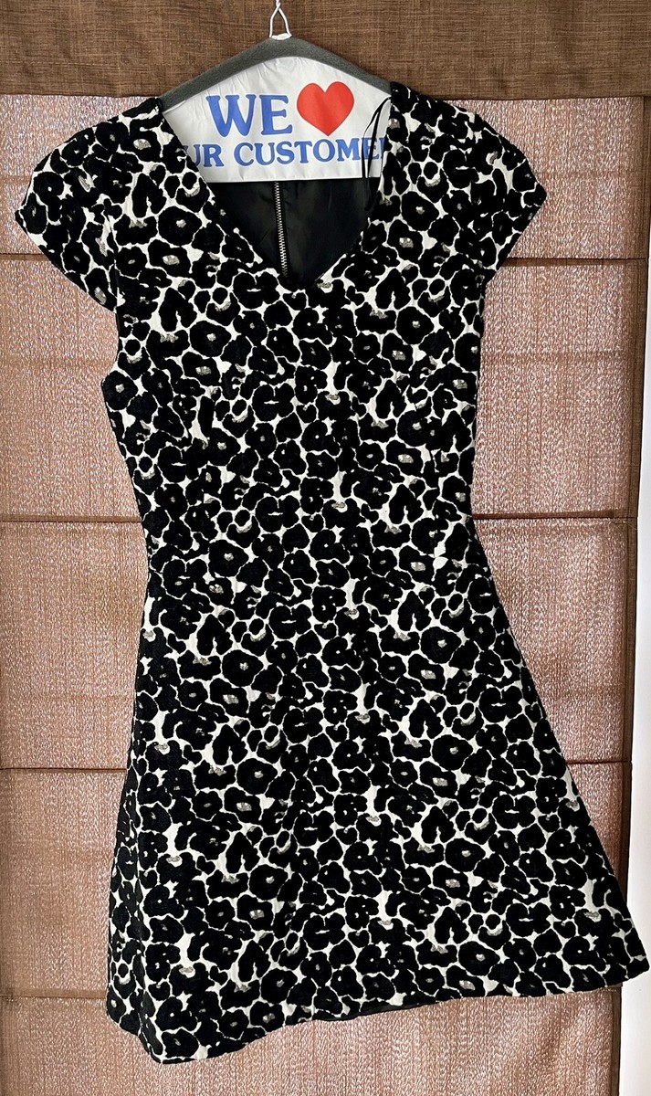 zara black and white animal print dress Zara Black And White Animal Print Dress XS