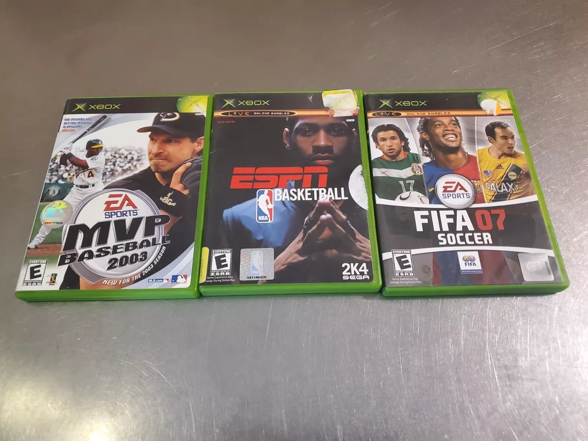 Lot of 3 XBOX Games: MVP Baseball 2003, ESPN Basketball, & FIFA 07